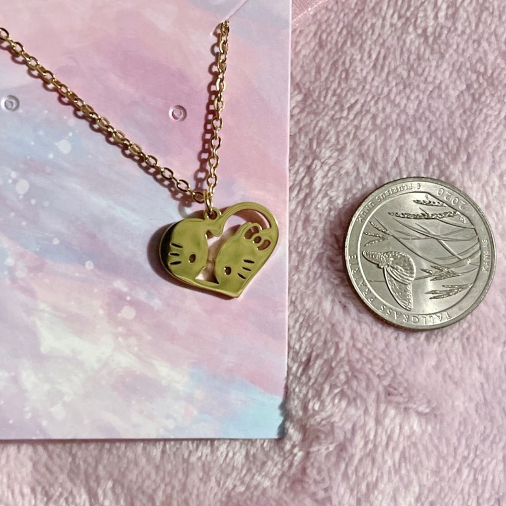 Hello Kitty & Dear Daniel Gold Stainless Steel Heart Pendant Necklace - Picture 7 of 8